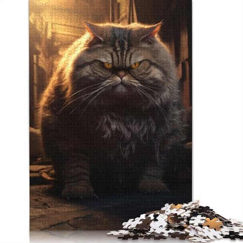 Dark Evil Funny Fat Cat Puzzle für Erwachsene, kreative Spiele, Puzzle-Geschenk für Jungen oder Mädchen, 1500 Teile (85 x 57 cm) von ECXASD