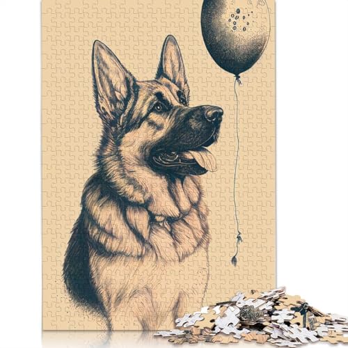 Deutscher Schäferhund-Ballon-Puzzle für Erwachsene ab 18 Jahren, Lernspiele, Puzzle für Erwachsene und Kinder, 1500 Teile (85 x 57 cm) von ECXASD