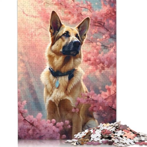 Deutscher Schäferhund Cherrytree Puzzle für Erwachsene, Lernspiel, Puzzle-Geschenke für Kinder ab 12 Jahren, 1000 Teile (75 x 50 cm) von ECXASD