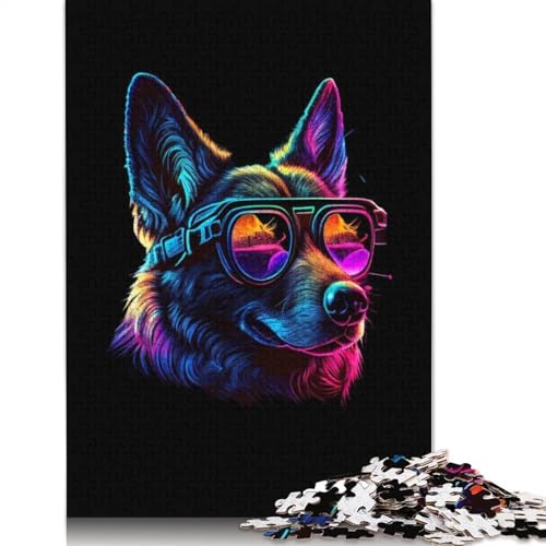 Deutscher Schäferhund Puzzle für Erwachsene, 100% recycelte Holzplatte, Denkpuzzle für Erwachsene, für Jungen oder Mädchen, 1000 Teile (75 x 50 cm) von ECXASD