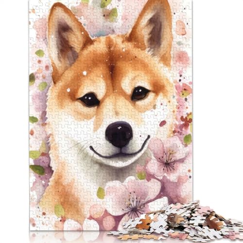 Dog Japan Shiba Blossom Puzzle für Erwachsene, Spielzeug, Lernspiel, Puzzlespiele für Erwachsene für Frauen und Männer, 1500 Teile (85 x 57 cm) von ECXASD