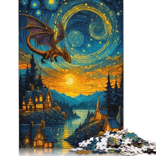 Drache in der Sternennacht, Puzzle für Erwachsene, herausforderndes und kniffliges Puzzle für Frauen und Männer, 520 Teile (52 x 38 cm) von ECXASD