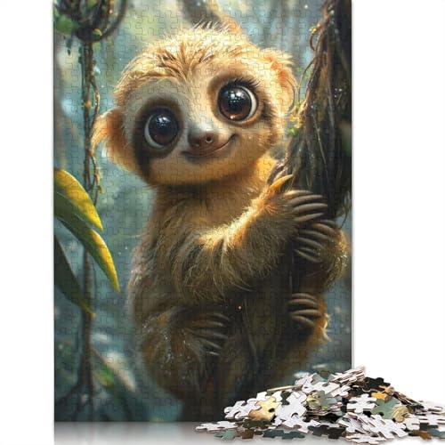 EIN süßes Cartoon-Faultier-Puzzle für Erwachsene, einzigartige Heimdekoration, Herren-Puzzle, Geschenke für Erwachsene und Teenager, 520 Teile (52 x 38 cm) von ECXASD