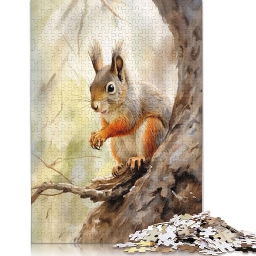 Eichhörnchen-Aquarell-Puzzle für Erwachsene, 520 Teile, schwierige Problemlösungsrätsel für Erwachsene, für Jungen oder Mädchen, 520 Teile (52 x 38 cm) von ECXASD