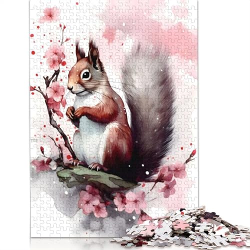 Eichhörnchen-Puzzle für Erwachsene, Spielzeug, Lernspiel, schwierige Puzzles für Kinder ab 12 Jahren, 1000 Teile (75 x 50 cm) von ECXASD