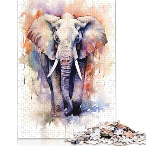 Elefanten-Aquarell-Puzzles für Erwachsene, Lernspiel, Puzzlespiele für Erwachsene für Jungen oder Mädchen, 1000 Teile (75 x 50 cm) von ECXASD