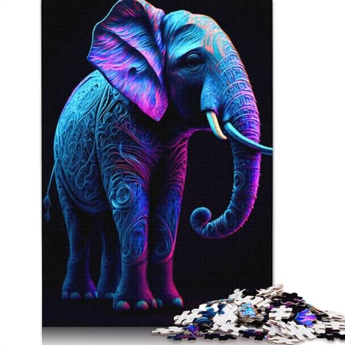 Elefanten-Puzzle für Erwachsene, 520 Teile, 100% recycelte Holzplatte, Denkpuzzle für Erwachsene, für Jungen oder Mädchen, 520 Teile (52 x 38 cm) von ECXASD