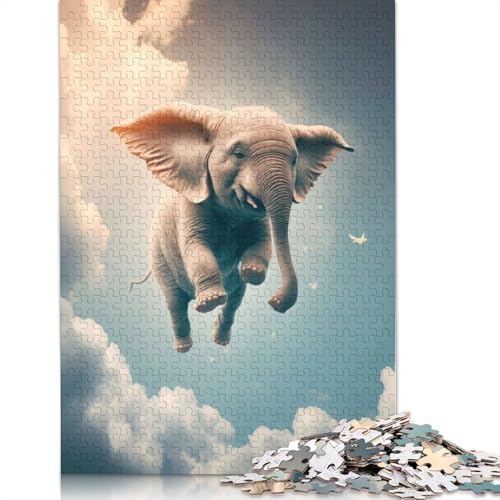 Elefanten-Puzzle mit fliegenden Tieren, farbenfrohe und Coole Puzzles für Kinder ab 12 Jahren, 1000 Teile (75 x 50 cm) von ECXASD