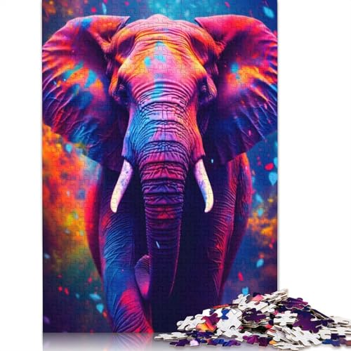 Elefanten-Schwarzlicht-UV-Puzzles für Erwachsene, Lernspiel, Puzzlespiele für Erwachsene für Jungen oder Mädchen, 1000 Teile (75 x 50 cm) von ECXASD