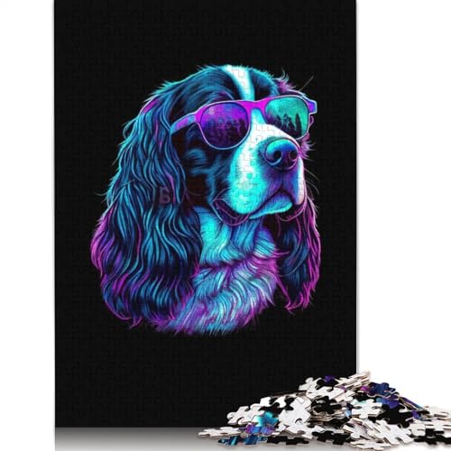 English Springer Spaniel Puzzle für Erwachsene, herausforderndes und kniffliges Puzzle für Frauen und Männer, 1000 Teile (75 x 50 cm) von ECXASD