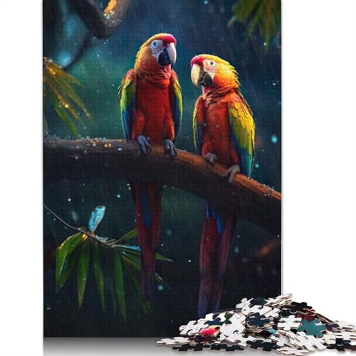 Episches Puzzle mit Papageien im Regen, interessanter Stressabbau, Beste Puzzles für Kinder ab 12 Jahren, 1000 Teile (75 x 50 cm) von ECXASD