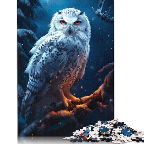 Episches Schneeeulen-Puzzle für Erwachsene, Premium-Puzzle aus 100% recyceltem Brett, schwierige Puzzles für Kinder ab 12 Jahren, 1500 Teile (85 x 57 cm) von ECXASD