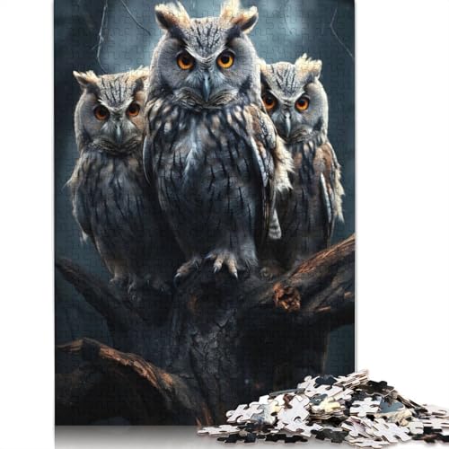Eulen-Drillinge, Puzzle für Erwachsene, Heimdekoration, ungewöhnliche Puzzles für Erwachsene, für Jungen oder Mädchen, 1000 Teile (75 x 50 cm) von ECXASD