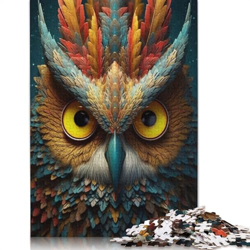 Eulenporträt-Puzzle für Erwachsene, lustige Denksportaufgaben für Kinder ab 12 Jahren, 1000 Teile (75 x 50 cm) von ECXASD