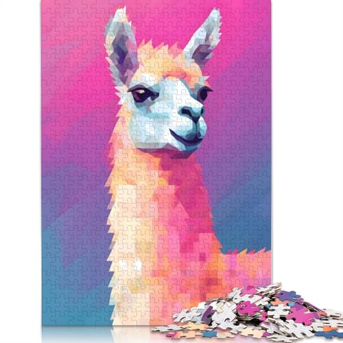 Farben eines Lama-Alpaka-Puzzles, rechteckig, Papp-Puzzle, Geschenk für Kinder ab 12 Jahren, 1000 Teile (75 x 50 cm) von ECXASD