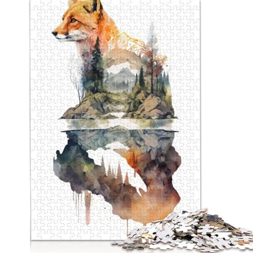 Fox Watercolors 2 Puzzles für Erwachsene, kreative Spiele, Puzzlespiele für Erwachsene für Jungen oder Mädchen, 1000 Teile (75 x 50 cm) von ECXASD