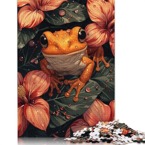 Frosch in Blumen-Puzzle für Erwachsene, Entspannungs-Herausforderungsspielzeug, Erwachsenen-Puzzles für Frauen, für Kinder ab 12 Jahren, 520 Teile (52 x 38 cm) von ECXASD