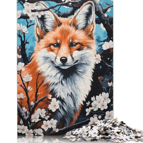 Fuchs in Blüte, Japan, Puzzle für Erwachsene, Premium, 100% recyceltes Brett, schwierige Puzzles für Kinder ab 12 Jahren, 1000 Teile (75 x 50 cm) von ECXASD