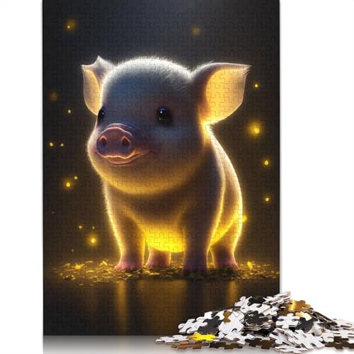 Glow Pig Tierpuzzle für Erwachsene, Lernspiel, Puzzle, Geschenke für Kinder ab 12 Jahren, 520 Teile (52 x 38 cm) von ECXASD