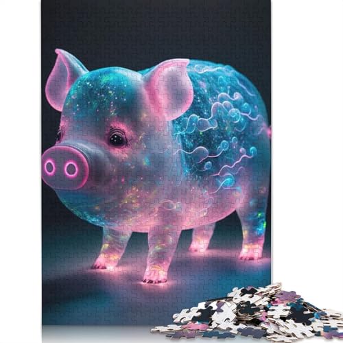 Glow Pig Tierpuzzle für Erwachsene, interessantes Puzzle zur Stressreduzierung für Frauen und Männer, 1000 Teile (75 x 50 cm) von ECXASD