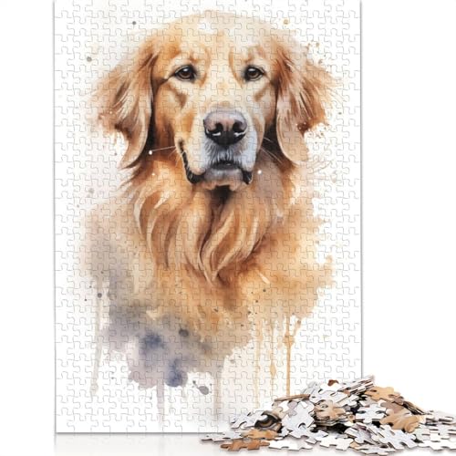 Golden Retriever Portrait Puzzle für Erwachsene, kreative Spiele, Puzzle-Geschenk für Jungen oder Mädchen, 1000 Teile (75 x 50 cm) von ECXASD