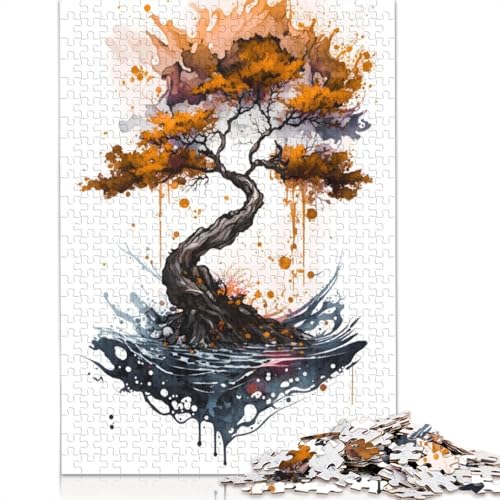 Goldene Kirschblüten-Puzzles, Denksportaufgabe, Problemlösungspuzzles für Erwachsene und Kinder, 1000 Teile (75 x 50 cm) von ECXASD