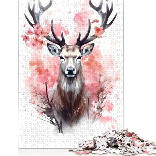 Hirsch-Puzzle für Erwachsene, schwierige Problemlösungsrätsel für Erwachsene für Jungen oder Mädchen, 1000 Teile (75 x 50 cm) von ECXASD