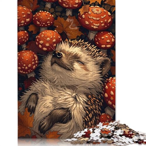 Igel im Herbst-Puzzle für Erwachsene, Entspannungs-Herausforderungsspielzeug, Erwachsenen-Puzzles für Frauen, für Kinder ab 12 Jahren, 520 Teile (52 x 38 cm) von ECXASD