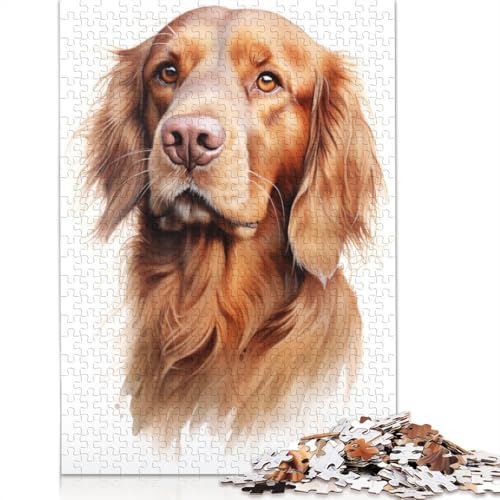 Irish Setter Portrait Hund Puzzle für Erwachsene, 1500 Teile, 100 Prozent recycelte Holzplatte, Denkpuzzle für Erwachsene, für Jungen oder Mädchen, 1500 Teile (85 x 57 cm) von ECXASD
