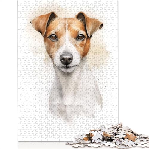 Jack Russell Portrait-Puzzles für Erwachsene ab 18 Jahren. Lernspiele, Puzzle für Erwachsene und Kinder, 520 Teile (52 x 38 cm) von ECXASD
