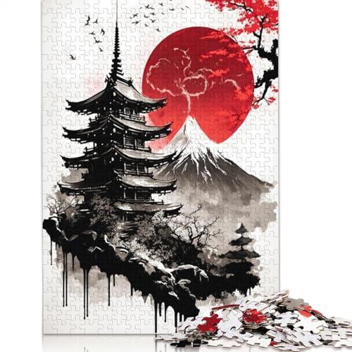 Japanisches Tintenwasch-Puzzle 1 für Erwachsene, Premium-Puzzle aus 100% recyceltem Brett, Problemlösungspuzzles für Erwachsene und Kinder, 1500 Teile (85 x 57 cm) von ECXASD