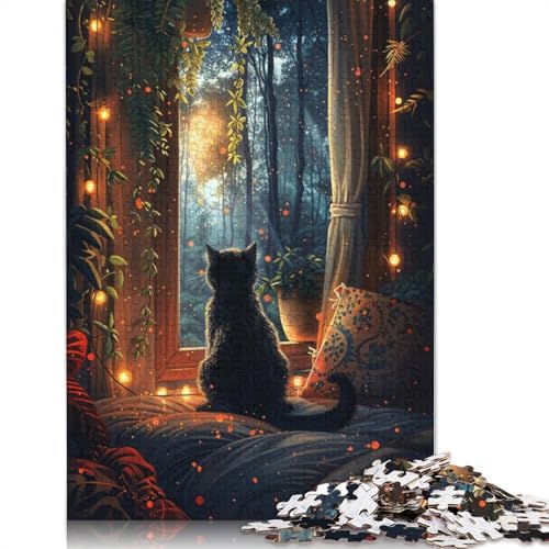 Katze am Fenster, Puzzle für Erwachsene, Spielzeug, Lernspiel, schwierige Puzzles für Kinder ab 12 Jahren, 1000 Teile (75 x 50 cm) von ECXASD