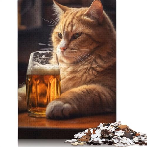 Katzen-Bier-Pub-Pint-Puzzles für Erwachsene, anspruchsvolle und knifflige Puzzles für Erwachsene und Kinder, 1000 Teile (75 x 50 cm) von ECXASD