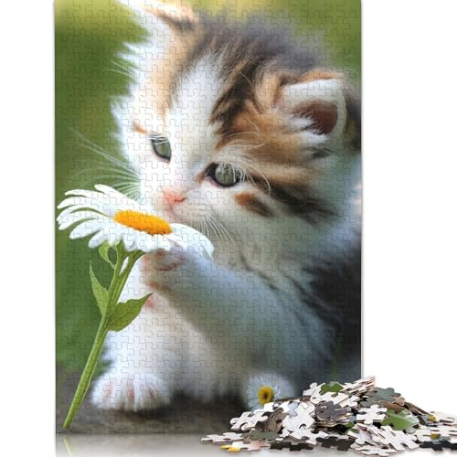 Katzen-Blumen-Puzzle für Erwachsene, Spielzeug, Lernspiel, schwierige Puzzles für Kinder ab 12 Jahren, 1500 Teile (85 x 57 cm) von ECXASD
