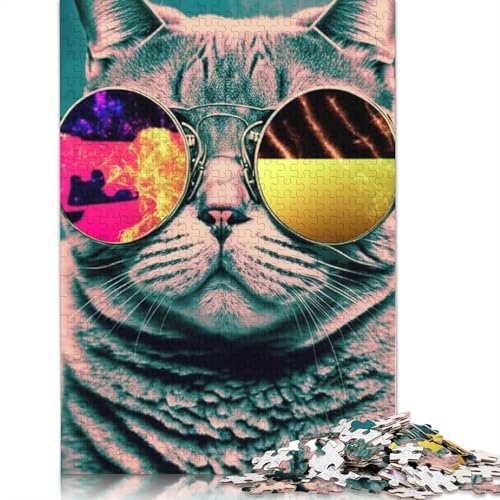 Katzen-Neon-Puzzles, farbenfrohe, Coole Puzzles für Kinder ab 12 Jahren, 1500 Teile (85 x 57 cm) von ECXASD