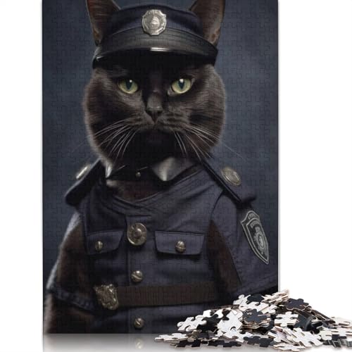 Katzen-Polizeiuniform, 520-teiliges Puzzle für Erwachsene, herausfordernde und knifflige Puzzles für Erwachsene und Kinder, 520 Teile (52 x 38 cm) von ECXASD