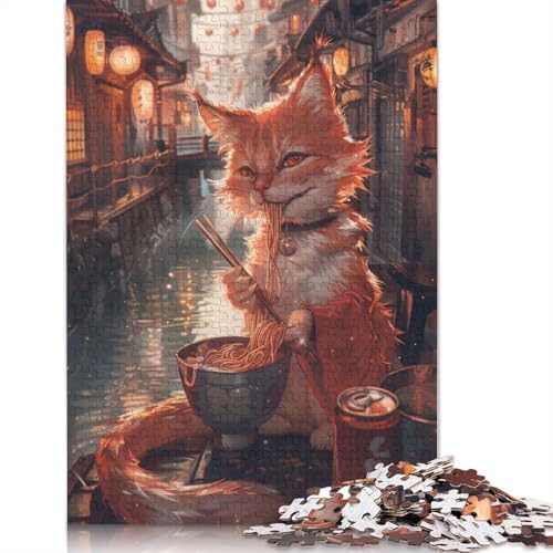 Katzen-Spaghetti-Nudeln, Asien, Puzzle-Spielzeug für Erwachsene, Lernspiel, Puzzle-Spiele für Erwachsene für Frauen und Männer, 1000 Teile (75 x 50 cm) von ECXASD