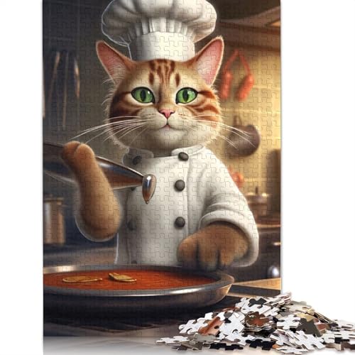 Katzenkoch-Backpuzzle für Erwachsene, schwierige Problemlösungsrätsel für Erwachsene für Jungen oder Mädchen, 1000 Teile (75 x 50 cm) von ECXASD