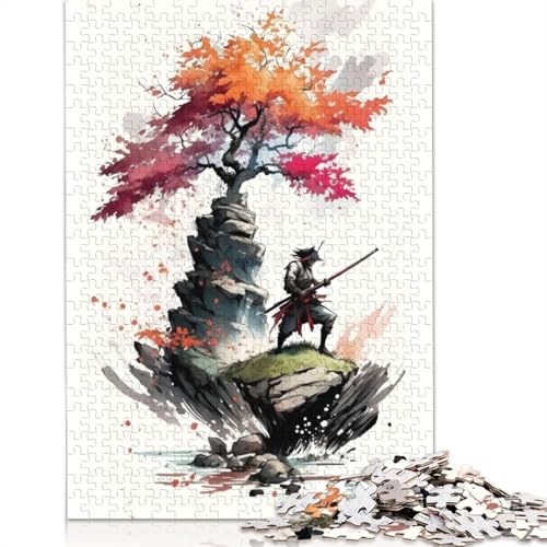 Kirschblüte und Samura, 1500-teiliges Puzzle für Erwachsene, Spielzeug, Lernspiel, Herren-Puzzles für Erwachsene, für Erwachsene, Teenager, 1500 Teile (85 x 57 cm) von ECXASD