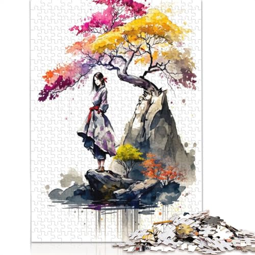 Kirschblüten-Puzzle, 4 Puzzles für Erwachsene, 520 Teile, rechteckiges Papp-Puzzle, Geschenke für Männer, für Jungen oder Mädchen, 520 Teile (52 x 38 cm) von ECXASD