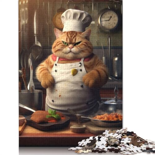Kochkatze, Koch, Chef, Puzzle für Erwachsene, Denksportaufgaben für Erwachsene, Puzzlespiele für Erwachsene und Teenager, 1000 Teile (75 x 50 cm) von ECXASD