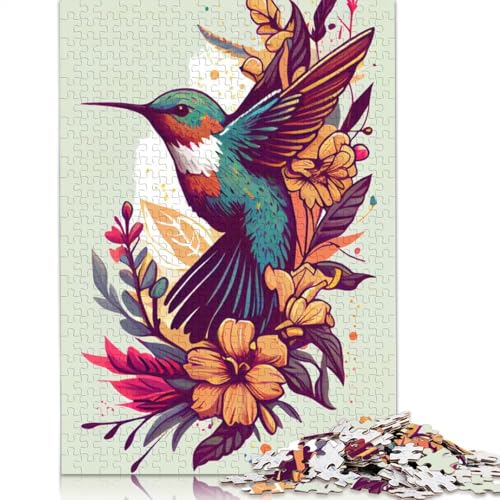 Kolibri-Blumen-Puzzle, 1500 Teile, für Erwachsene, kreative Spiele, Puzzlespiele für Erwachsene, für Jungen oder Mädchen, 1500 Teile (85 x 57 cm) von ECXASD