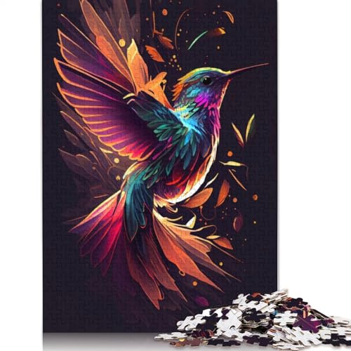 Kolibri-Farbpuzzle für Erwachsene, 1500 Teile, 100% recycelte Holzplatte, Denkpuzzle für Erwachsene, für Jungen oder Mädchen, 1500 Teile (85 x 57 cm) von ECXASD
