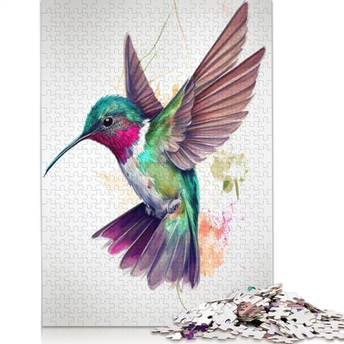 Kolibri-Farbpuzzle für Erwachsene, interessantes Puzzle zur Stressreduzierung für Frauen und Männer, 1000 Teile (75 x 50 cm) von ECXASD