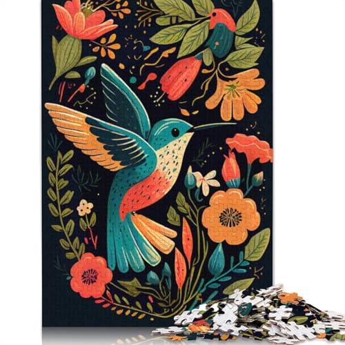 Kolibri-Puzzle für Erwachsene, Vogel-Puzzle aus 100% recycelter Holzplatte, Denkpuzzle für Erwachsene, für Jungen oder Mädchen, 1000 Teile (75 x 50 cm) von ECXASD