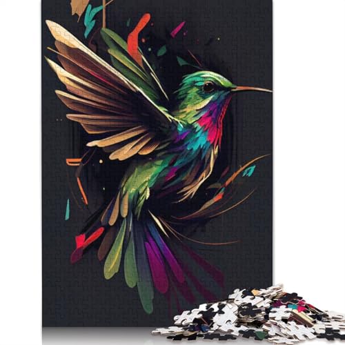 Kolibri-Puzzle für Erwachsene, bunt, 520 Teile, 100% recycelte Holzplatte, Denksportaufgaben für Erwachsene, für Jungen oder Mädchen, 520 Teile (52 x 38 cm) von ECXASD
