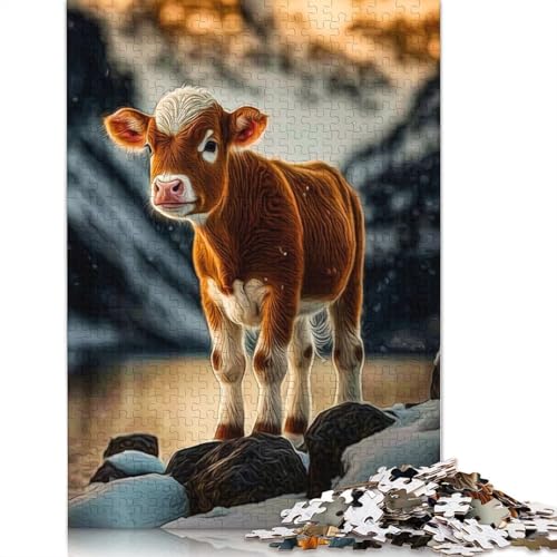 Kuh-Puzzle für Erwachsene, Premium-Puzzle aus 100% recyceltem Brett, schwierige Puzzles für Kinder ab 12 Jahren, 1000 Teile (75 x 50 cm) von ECXASD