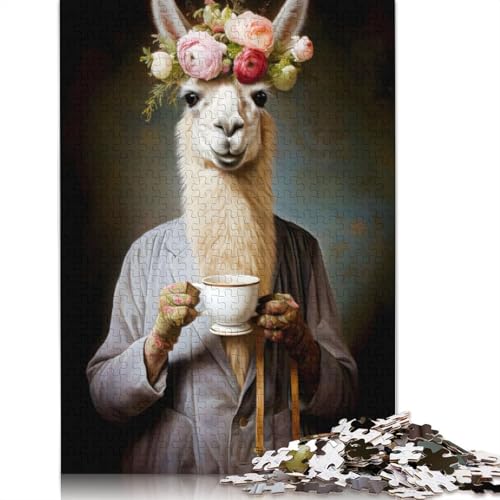 Lady Llama Coffee Puzzle, Denksportaufgabe, Problemlösungspuzzle für Erwachsene und Kinder, 1000 Teile (75 x 50 cm) von ECXASD