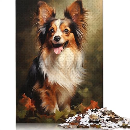 Lächelnder Papillon-Hund, Puzzle für Erwachsene, 1500 Teile, kreative Spiele, Puzzle, Geschenke für Männer, für Frauen, Männer, 1500 Teile (85 x 57 cm) von ECXASD