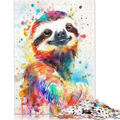 Lustiges Faultier-Aquarell-Puzzle, 1500 Teile, für Erwachsene, kreative Spiele, Puzzlespiele für Erwachsene, für Jungen oder Mädchen, 1500 Teile (85 x 57 cm) von ECXASD